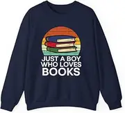 [X.Style] Just A Boy Who Loves Books Read Reading Librarian Kids ds033 Sweater Navy M