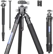 Compact Design Lightweight Carbon Fiber Tripod with Arca 34mm Ball Low Center of Gravity Tripod Head Carbon Travel Camera Stand Detachable Monopod Max Load 44.1lbs/20kg