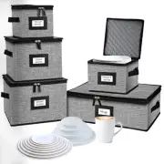 5 PACK China Storage Containers-Quilted Mug Storage and Moving Boxes for