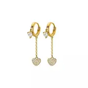 ANYCO Fashion Earrings Gold 925 Sterling Silver Romantic Tassel Love Heart Charms Drop for Women Huggies Jewelry