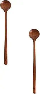 Zerodeko Chic Wooden Soup Spoons Set 2pcs Long Handle Stirring Spoons for Cooking