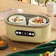 LeoLeoyy Maker Small Multifunctional Yoghurt Maker with 2 Large and 6 Small Cups Adjustable Time Constant Temperature Heating Suitable for Yoghurt, Greek Yoghurt, Cheese, Natto