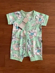 Bonds Baby Rainbow Garden Mint Green Zip Wondersuit Romper BNWT Size 0 Floral