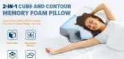 2-in-1 Cervical Neck, Cube Pillow- Back & Slide Sleepers- Memory Foam- 24x14"x5"