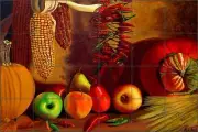 Ceramic Tile Mural Backsplash Hadjis Fruit Vegetables Kitchen Art MHA017
