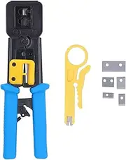 RJ45 Ethernet Crimping Tool Kit, Network Cable Crimp Pliers 8P 6P RJ Connector with 5pcs Blade Replacement, Ratchet Crimper, Wire Stripper, Cable Tester
