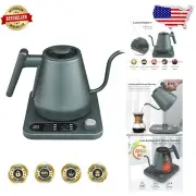 Elegant Green Gooseneck Electric Kettle with Temperature Control - 1L Capacity
