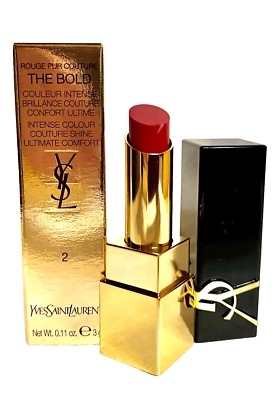 Yves Saint Laurent Rouge Pur Couture THE BOLD Lipstick - 2 Wilful Red NIB