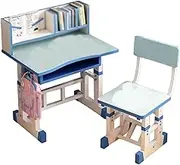 Kids Desk and Chair Set, Height Adjustable Children Study Table,Student Writing Desk with Storage Space, Suitable for Reading, Drawing and Learning (Color : Blue)
