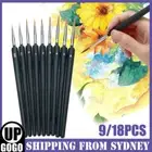 9/18PCS Artist Paint Brush Sable Miniature Detail Brush Painting Brushes Set NEW