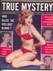 MAG: True Mystery 8/1956-Skye-violent pulp crime-posed photos-bikini girl cov...