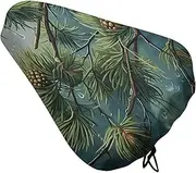 Bicycle Seat Cover Pine Tree Raindrops Printed Bike Covers Bike Cushion Seat Protector with Drawstring for Most Bikes