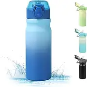 Ruiyuan Sports Water Bottle Stainless Steel Water Bottles 550 ml Leakproof Insulated Water Bottle BPA-Free Flip-Top Straw Style Reusable Suitable for home,outdoor sports and travel Anti-slip Deep blue