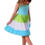 New Jona Michelle Toddler Girls Chevron Color Block Sleeveless Dress 3T