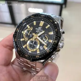 CASIO手錶, 男錶 46mm 黑12角形精鋼錶殼 黑色三眼, 中三針顯示, 運動錶面款 CA00001