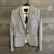Bananan Republic Classic Fit Blazer Pinstripe Linen One Button Womens 6