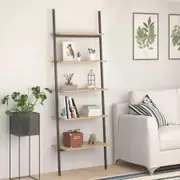 5-Tier Leaning Shelf Light Brown and Black 64x34x185.5 cm