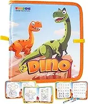 TECJOE Portable Water Doodle Book with 2 Magic Pens, Watercolour Colouring Book, Travel Toy, Watercolour Drawing for Kids, Educational Toy, Toddlers, Girls, Boys (Dino)