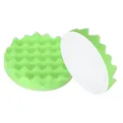 2pcs Buffing Sponge Pads 6" Polishing Wheel Waffle Finishing Grip Pad, Green