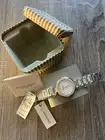 Fossil Women’s Watch Stainless Steel Karli Three Hand Two Tone Gold White New
