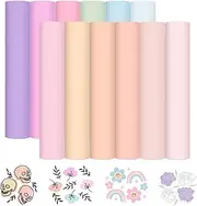 VINYL FROG Pastel Adhesive Vinyl Bundle - 12 Sheets 12"x12" Matte Boho Craft Vinyl 12 Assorted Colors Vinyl Packs for Most Kinds of Cutting Machines, Car Decal, Decor Sticker