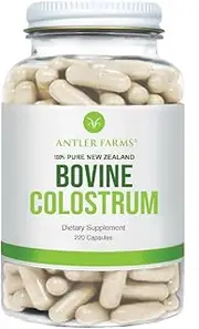 Antler Farms 100% Pure New Zealand Bovine Colostrum, 220 Capsules, 500mg - Grass Fed, Pasture Raised, Clean Sourced, Cold Processed, Undiluted, High IgG Content