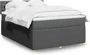 Bedroom Furniture Box Spring Bed with Mattress Dark Grey Queen Fabric