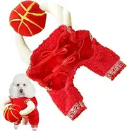 Chinese New Year Pet Costume, Lunar New Year Dog Cloth, Chinese Style Winter Coat Pet Clothes, New Year Spring Festival Pet Dress up, Warm Suit Pet Cosplay Costumes for Dogs, Festive Pet Apparel