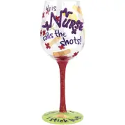 Top Shelf Wine Glass Stick This Nurse Calls The Shots 15 Ounce HAND PAINTED NEW