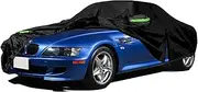 SAPUBK Waterproof Car Cover Replace for BMW Z3 1996-2002 E36, 210T Custom-Fit Car Protector with Night Reflective Strips for Snow Rain Dust Protection, Black