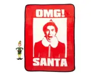 Movie ELF Plush Christmas Toy Doll and OMG! SANTA Blanket Set