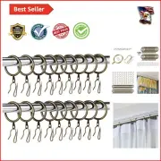 60-Piece Metal Curtain Rings and Drapery Hooks Set in Oil-Rubbed Bronze