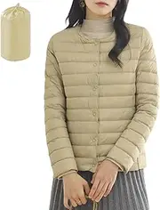 [KLUSIET] Women's Packable Puffer Jacket Lightweight Down Jacket-Round Neck & V Neck-Water-Resistant Warm Puffy Jacket