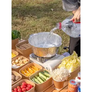 戶外錫紙鍋一次性火鍋專用鍋具餐盒卡式爐露營炊具燒烤鋁箔野餐盒