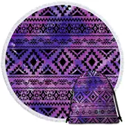 Purple Aztec Design Round Beach Towel