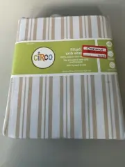 Circo Fitted Crib Sheet 100% Cotton 200 Thread Count 28 x 52 White Tan Striped