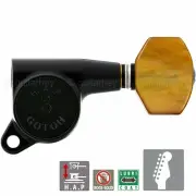 NEW Gotoh SG381-P8 HAP 6 in line Adjustable Tuners Set w/ AMBER Buttons - BLACK