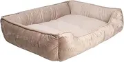 long rich Textiles Classic Solid Rectangle Dog and Pet Bed, Large, Tan/Taupe/Camel by Happycare Textiles, 24"x34"