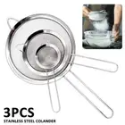 3Pcs Fine Mesh Strainer 3" 5.5" 7.9" Stainless Steel Colander Sieve Sifter CanNi