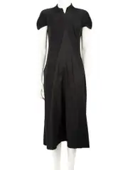 Black Cap Sleeve Midi Dress