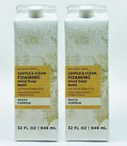 2 Bath Body Works WHITE PUMPKIN Gentle Foaming Hand Soap REFILL 32 OZ