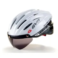 在飛比找PChome24h購物優惠-【路達自行車衣百貨】GVR 素色系列安全帽(附風鏡)-白色G