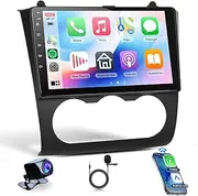 for Nissan Altima 2008-2012 Android Car Stereo with Wireless Carplay/Android Auto 9 Inch Touchscreen Autoradio Support WiFi GPS Navigation Backup Camera SWC FM/RDS Radio (Manual A/C)