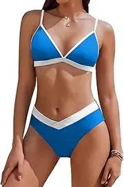 [AI'MAGE] Womens Sexy Triangle Bikini Set High Cut Bathing Suits Color Block Two Piece Swimsuit 2025