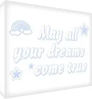 A7 Diamond Polished Acrylic Token Newborn/Christening Gift May All Your Dreams Come True-Soft Blue (10.5 x 7.4 x 2cm)