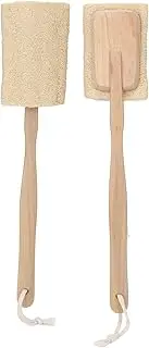 Exfoliating Loofah Luffa Loofa Bath Brush, Natural Loofah Tubular Sponge Back Brush Scrubber with Detachable Wood Handle Bath Shower Sponge