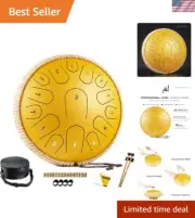 Steel Tongue Drum - 13 Inches 15 Notes Tongue Drum - Hand Pan Drum with Music...