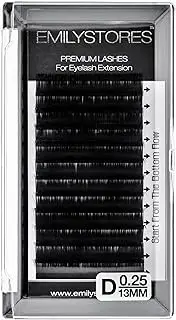 (13MM) - EMILYSTORES Eyelash Extensions 0.25mm Thickness D Curl Length 13mm Silk Mink Fake Eye Lashes In One Tray