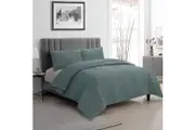 ARDOR BOUDOIR "Hana" EMBOSSED VELVET STORMY SEA QUILT COVER SET - STORMY SEA
