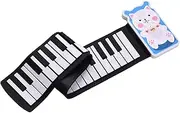 Portable 49-Key Roll-up Electronic Piano Keyboard 8 Tones 6 Demos Record Funtion Built-in Speaker with Echo Sustain Trill Effect 3.5mm Output with Built-in Battery Cat